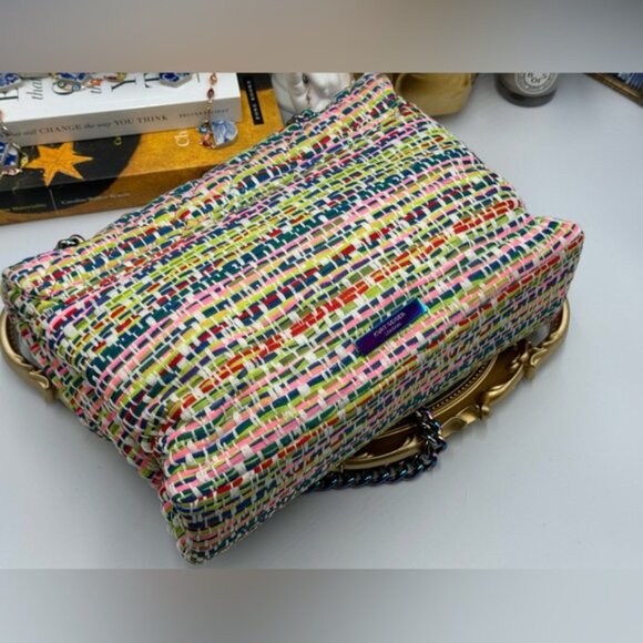 🆕 KURT GEIGER LONDON 🧿 NWOT Large Tweed Kensington, Multicolour Woven - Picture 7 of 15